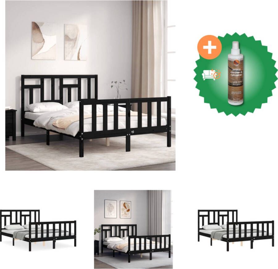VidaXL Bedframe Grenenhout 195.5 x 145.5 x 100 cm Zwarte kleur Bed Inclusief Houtreiniger en verfrisser