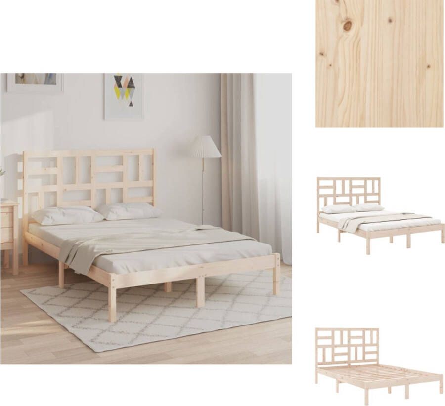 VidaXL Bedframe Houten Grenenhout Massief 195.5 x 145.5 x 31 cm Comfortabel Hoofdeinde Geschikt voor Matras 140 x 190 cm Montagehandleiding inclusief Bed - Foto 1