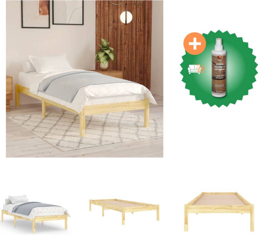 VidaXL Houten Bedframe Grenenhout Eenpersoons 195.5 x 81 x 104 cm Stabiel en Stijlvol Geschikt voor 75 x 190 cm Matras Montage vereist Inclusief Hoofdeind en Voeteneind Bed Inclusief Houtreiniger en verfrisser - Foto 4