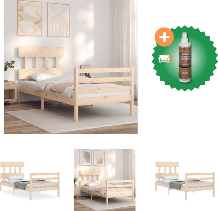 VidaXL Bedframe Grenenhout 195.5 x 80.5 x 80 cm Multiplex lattenbodem Hoofd- en voeteneinde Geen matras Bed Inclusief Houtreiniger en verfrisser