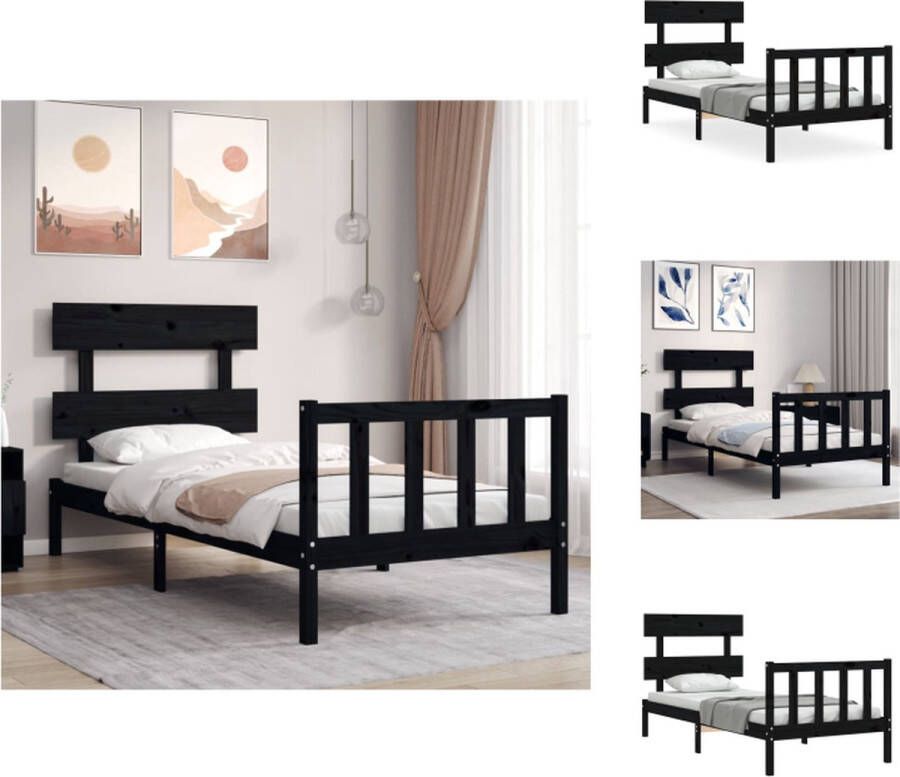 VidaXL Bedframe Grenenhout 195.5 x 80.5 x 81 cm Zwart Bed