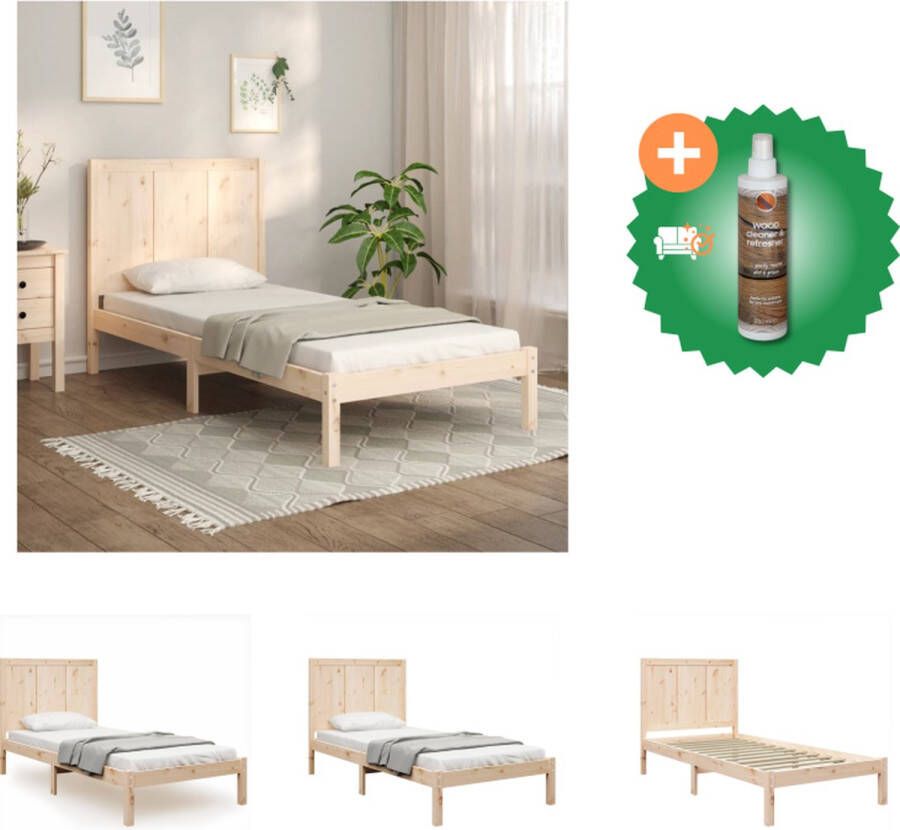 VidaXL Houten Bedframe 195.5 x 95.5 x 69.5 cm Massief grenenhout Geschikt voor matras van 90x190 cm Montage vereist Bed Inclusief Houtreiniger en verfrisser - Foto 4