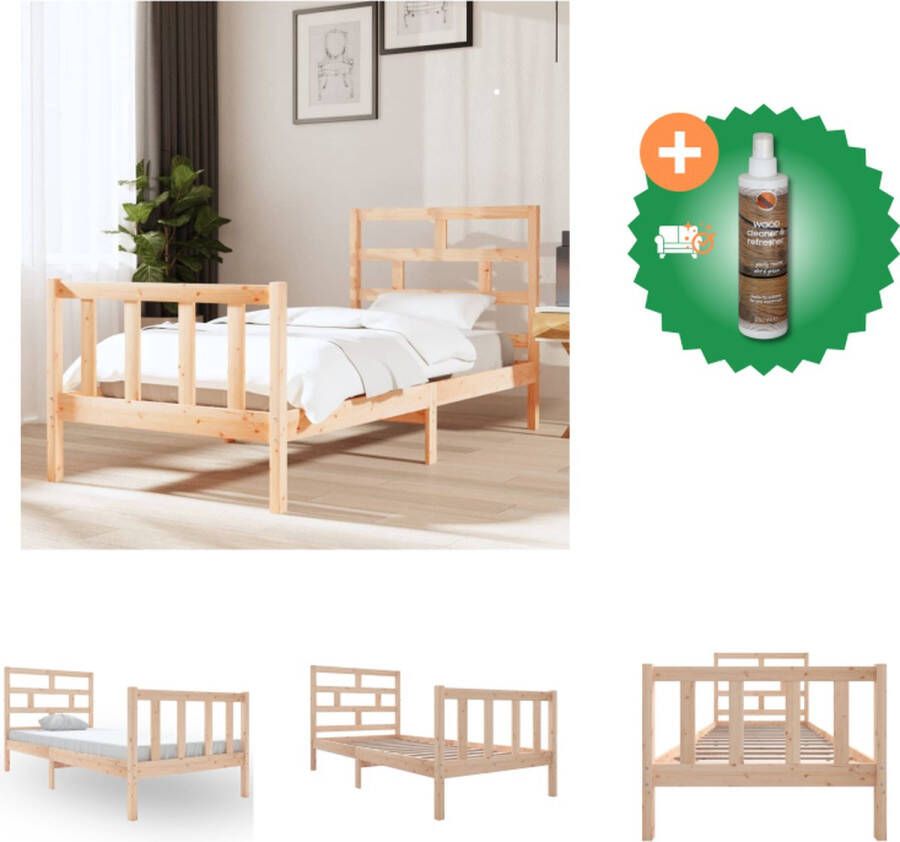 VidaXL Houten Bedframe 195.5 x 95.5 x 69.5 cm Massief grenenhout Geschikt voor matras van 90x190 cm Montage vereist Bed Inclusief Houtreiniger en verfrisser
