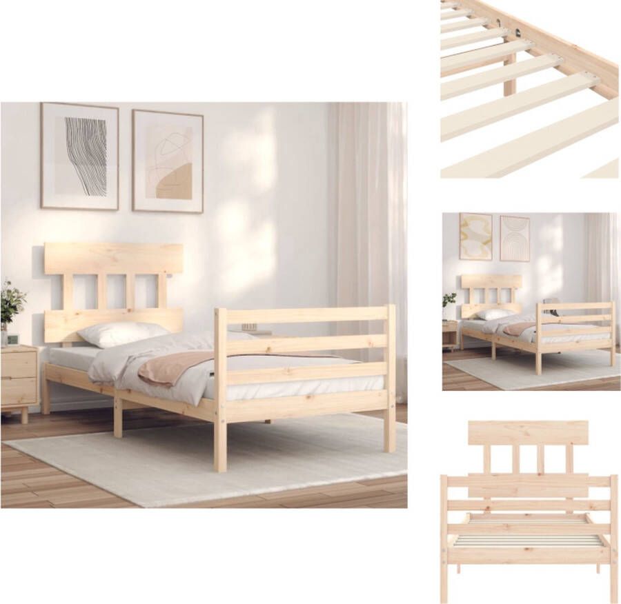 VidaXL Bedframe Bedframes Bed Eenpersoonsbed Bedframe met hoofdbord massief hout 3FT Single