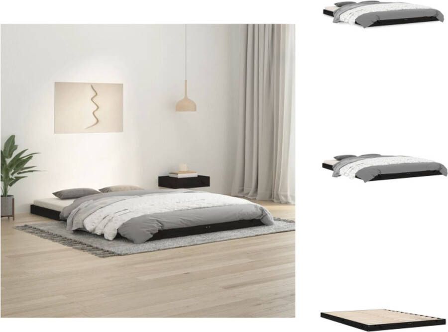 VidaXL Bedframe Grenenhout 203.5 x 144 x 9 cm Zwart Bed