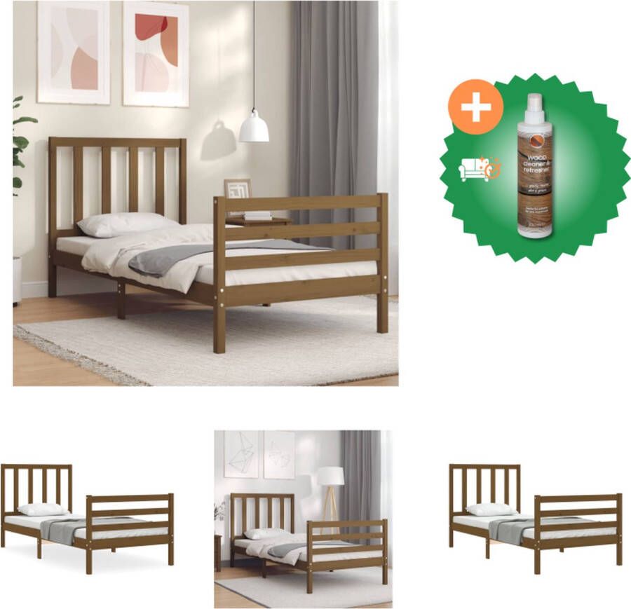 VidaXL Bedframe Grenenhout 205.5 x 105.5 x 100 cm Honingbruin Bed Inclusief Houtreiniger en verfrisser