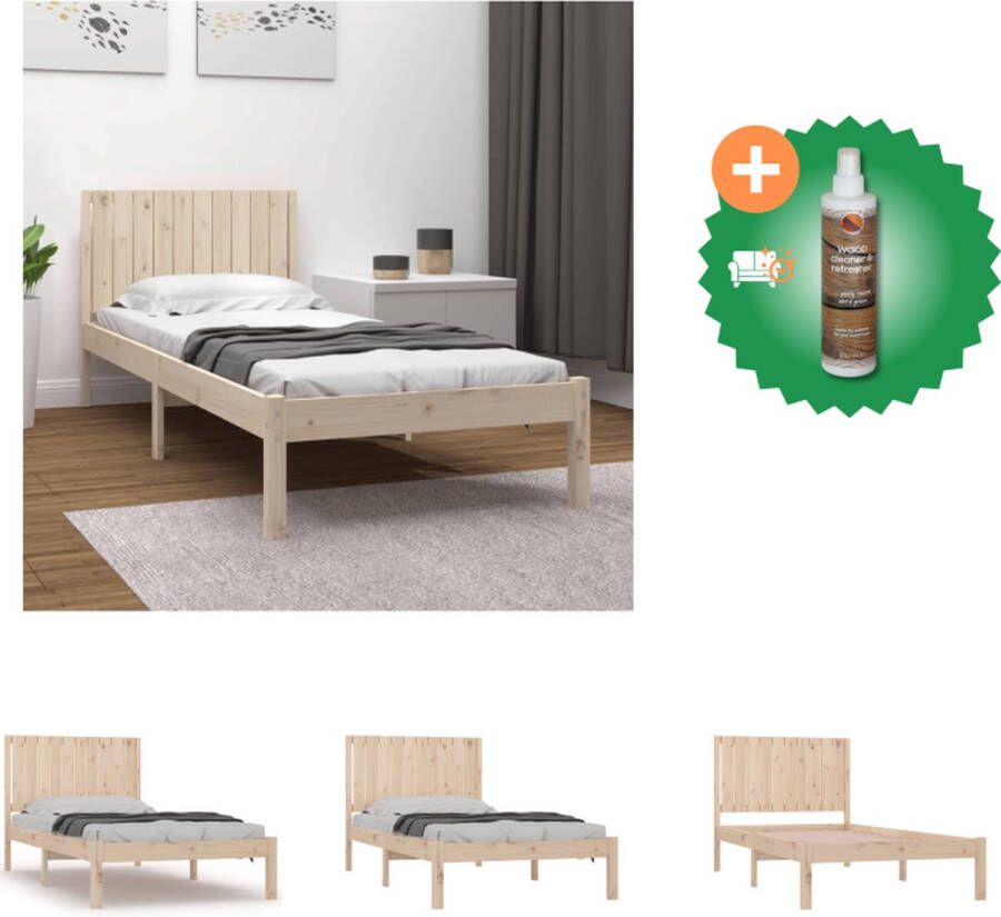 vidaXL Bedframe Grenenhout 205.5 x 105.5 x 31 cm Rustieke uitstraling Bed Inclusief Houtreiniger en verfrisser