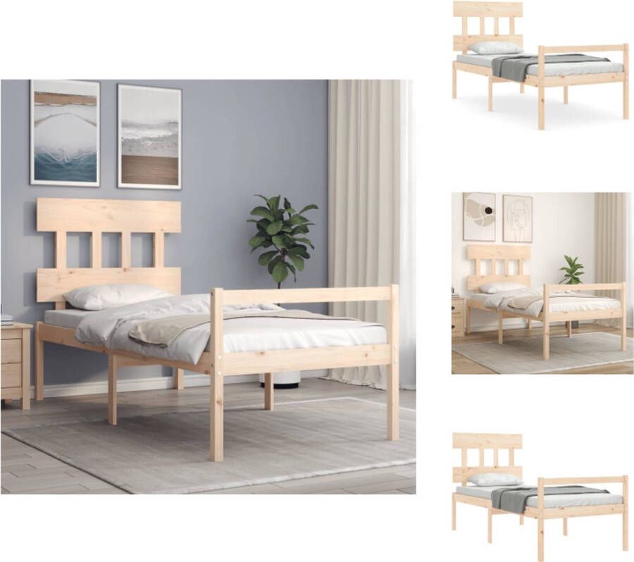 VidaXL Seniorenbed Seniorenbedden Senioren Bed Bedframe Seniorenbed met hoofdbord massief hout 100x200 cm - Foto 3
