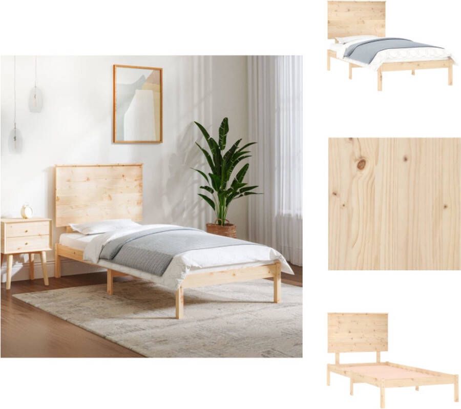 VidaXL Bedframe Grenenhout 205.5 x 105.5 x 93.5 cm Massief hout 100 x 200 cm Montage vereist Bed - Foto 1