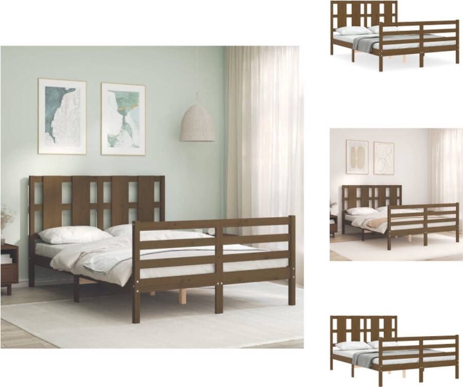 VidaXL Bedframe Grenenhout 205.5 x 125.5 x 100 cm Functioneel hoofd- en voeteneinde Bed