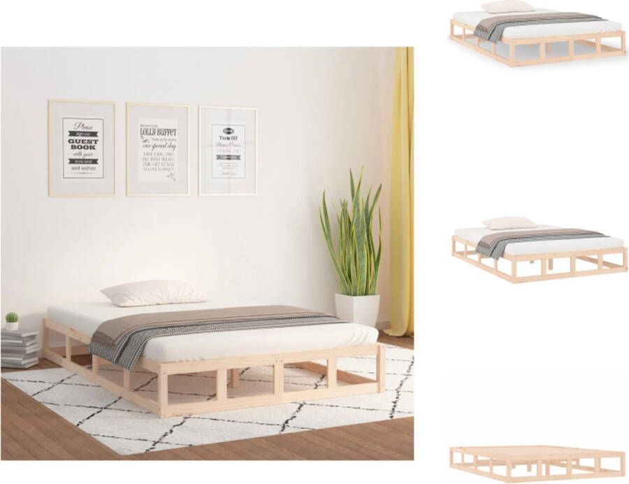 VidaXL Bedframe Grenenhout 205.5 x 125.5 x 28 cm Massief Stabiel Lattenbodem Bed - Foto 2