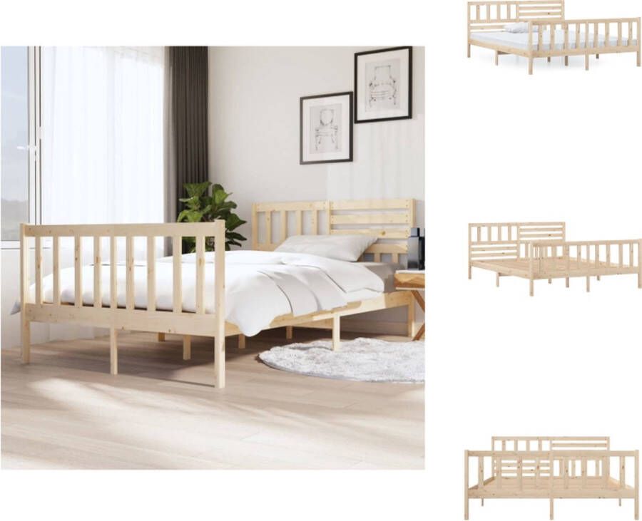 VidaXL Bedframe Grenenhout Multiplex lattenbodem 205.5 x 125.5 x 69.5 cm 120 x 200 cm Bed - Foto 10