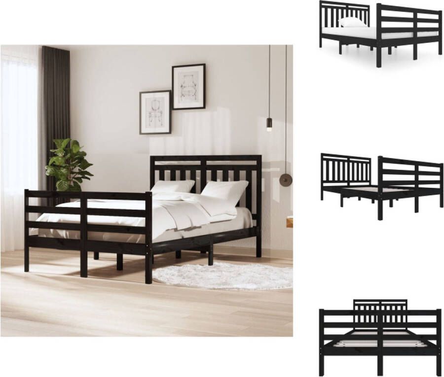 VidaXL Bedframe Bedframes Bed Bedbodem Bedframe massief grenenhout zwart 120x200 cm - Foto 3