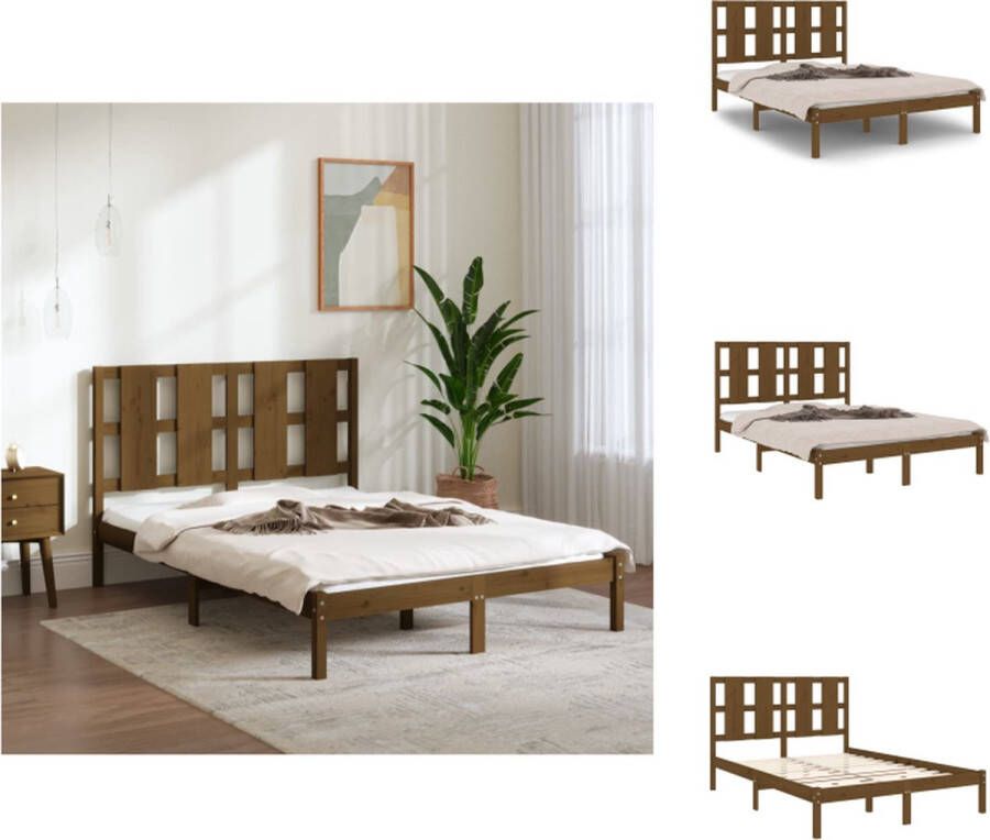 VidaXL Bedframe Grenenhout 205.5 x 145.5 x 100 cm Honingbruin Bed