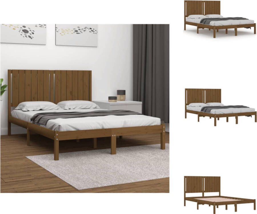 VidaXL Bedframe Grenenhout 205.5 x 145.5 x 31 cm Honingbruin Bed