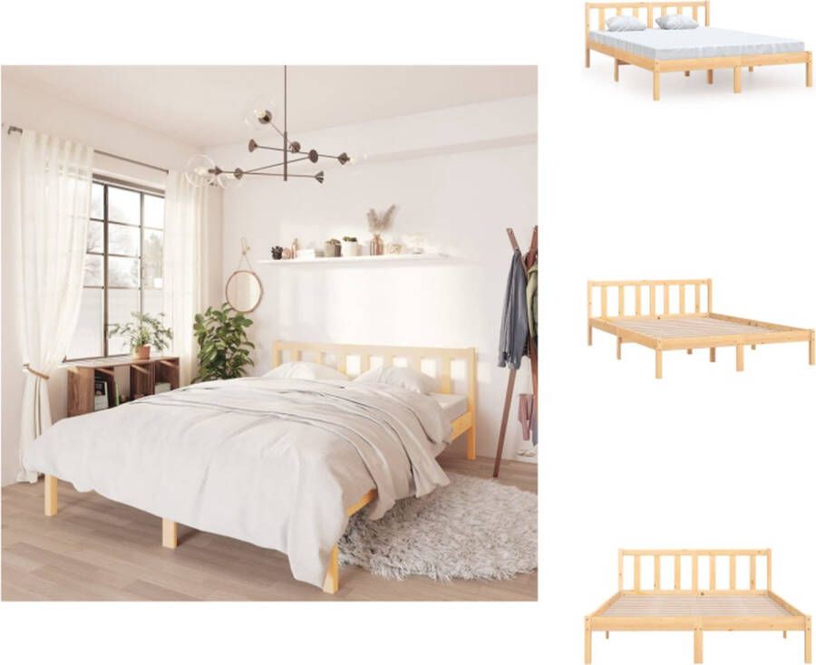VidaXL Bedframe grenenhout 205.5 x 145.5 x 69.5 cm 140x200 cm Stevig en duurzaam Bed