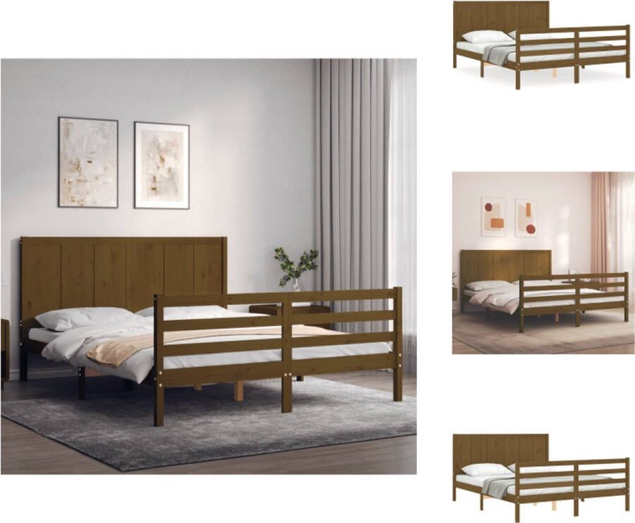 VidaXL Bedframe Grenenhout 205.5 x 155.5 x 100 cm Honingbruin 150 x 200 cm Bed
