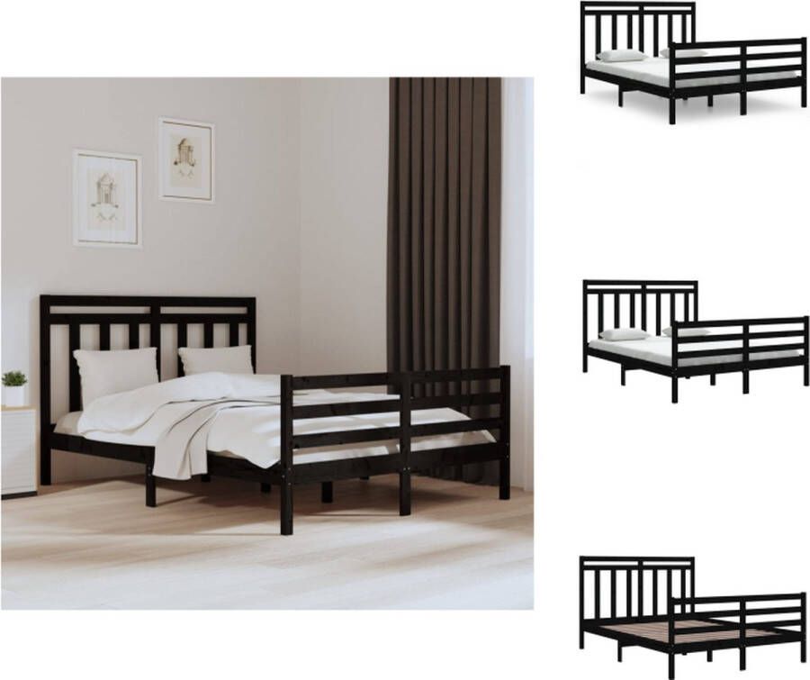 VidaXL Bedframe Grenenhout 205.5 x 155.5 x 69.5 cm Zwart Bed