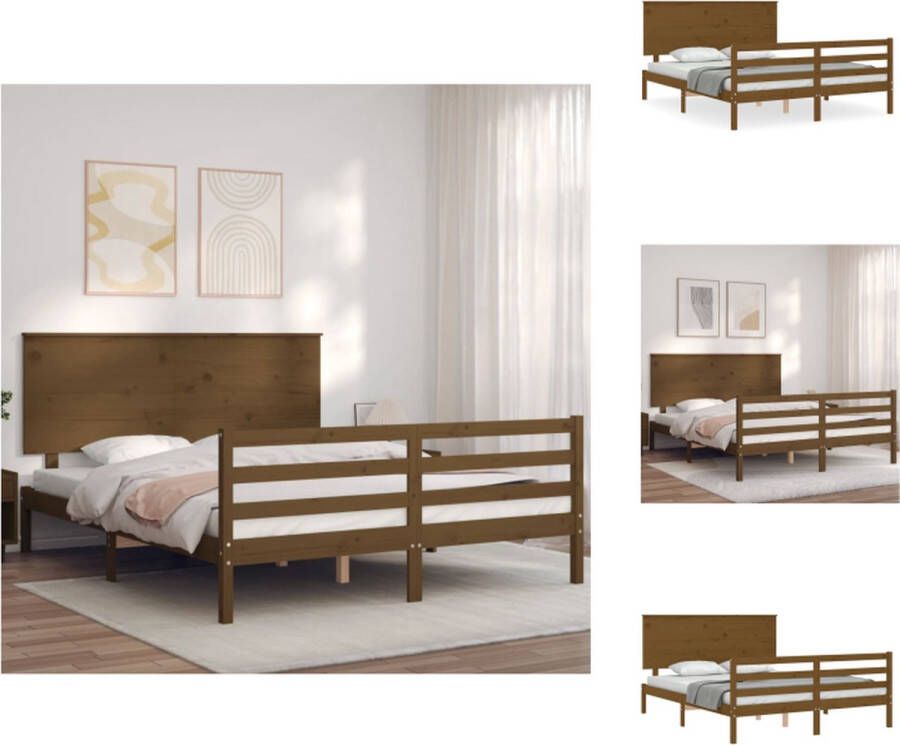 VidaXL Bedframe Grenenhout 205.5 x 155.5 x 82.5 cm (L x B x H) 150x200 cm (B x L) Honingbruin Bed
