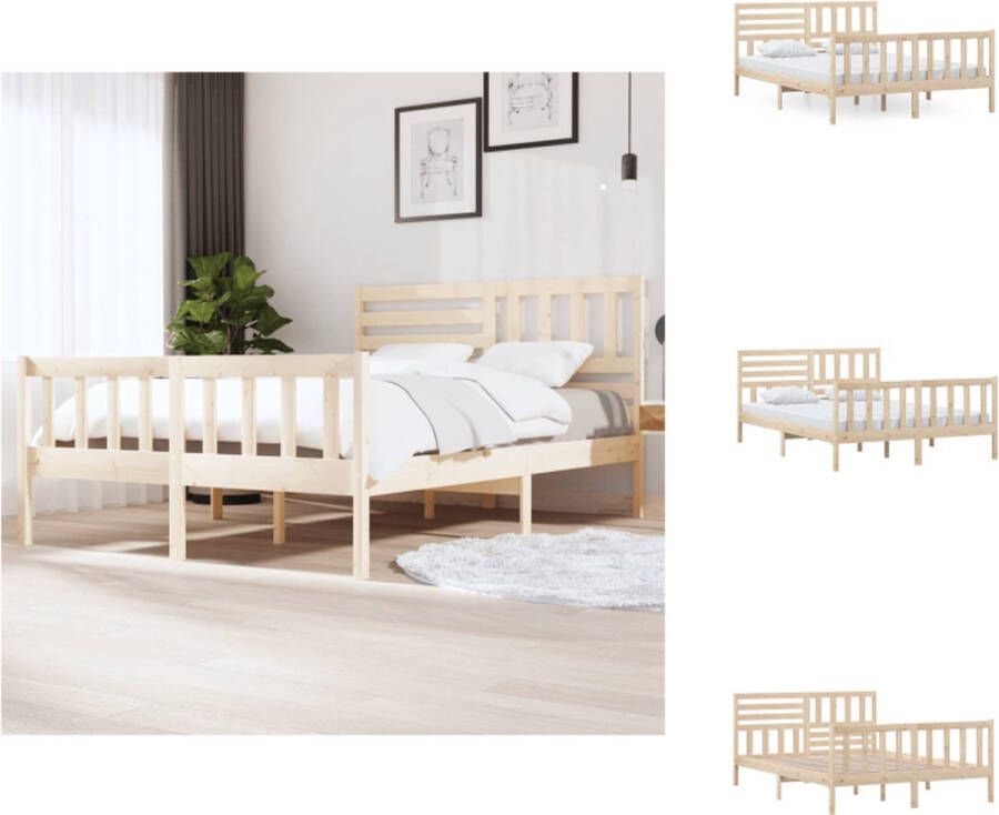 VidaXL Bedframe Bedframes Tweepersoonsbed Bed Bedframe massief hout 150x200 cm 5FT King Size