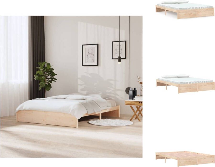 VidaXL Bedframe Grenenhout 205.5 x 165.5 x 31 cm Massief en Stabiel Inclusief Lattenbodem Voor 160 x 200 cm Matras Montage vereist Bed