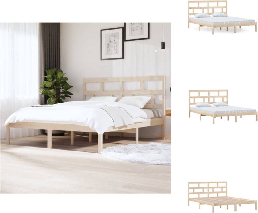 VidaXL Bedframe Bedframes Bed Bedbodem Bedframe massief grenenhout 160x200 cm - Foto 2