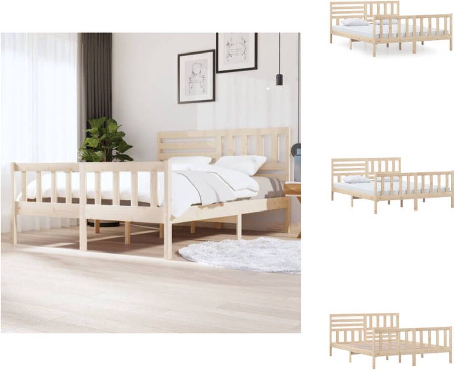 vidaXL Bedframe Grenenhout 205.5 x 166 x 100 cm Rustiek design Bed