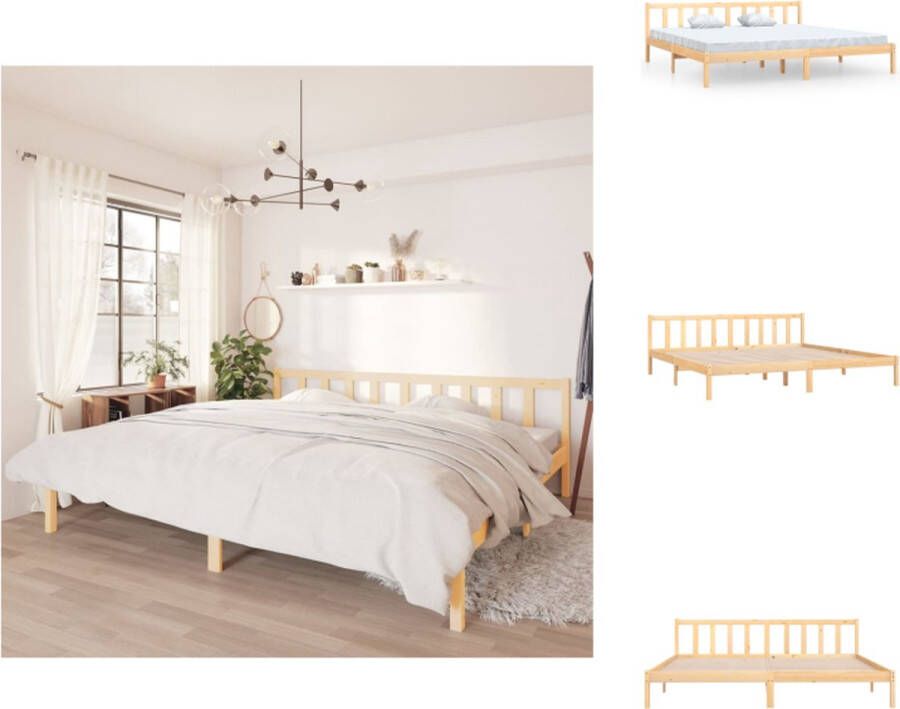 VidaXL Bed Houten bedframe 206 x 186 x 63 cm Massief grenenhout en multiplex Matras niet inbegrepen Bed - Foto 4