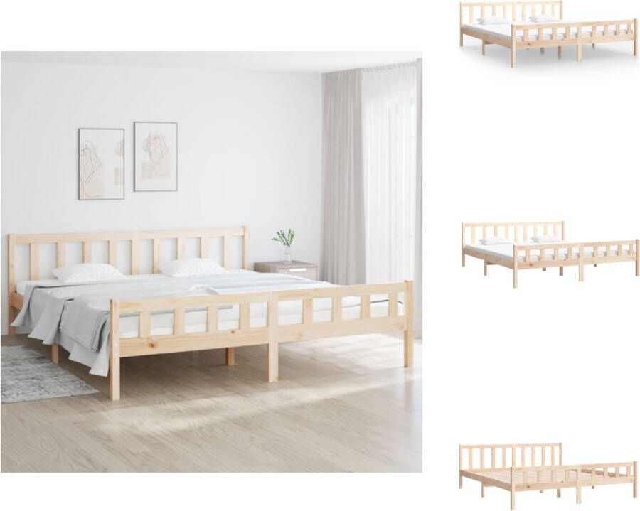VidaXL Bedframe Grenenhout 205.5 x 185.5 x 69.5 cm 180 x 200 cm (6FT Super King) Montage vereist Bed - Foto 2