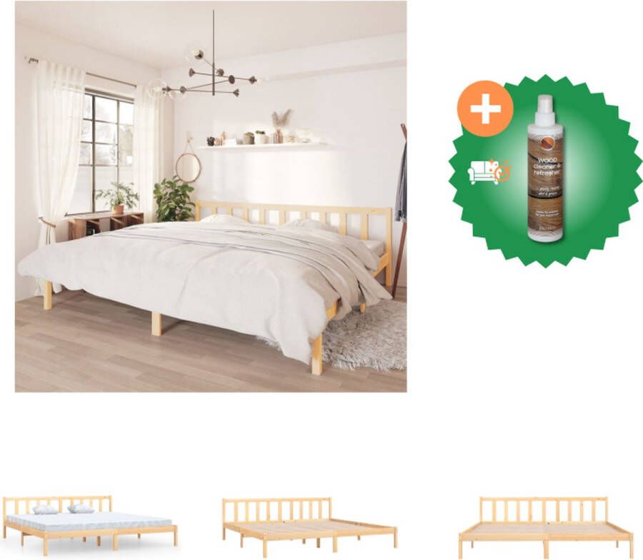 VidaXL Houten bedframe 205.5 x 185.5 x 31 cm massief grenenhout geschikt voor 180 x 200 cm matras Montage vereist Bed Inclusief Houtreiniger en verfrisser - Foto 8