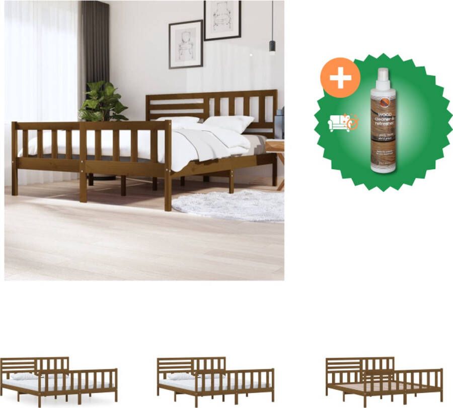VidaXL Bedframe massief hout honingbruin 180x200 cm 6FT Super King Bed Inclusief Houtreiniger en verfrisser - Foto 2