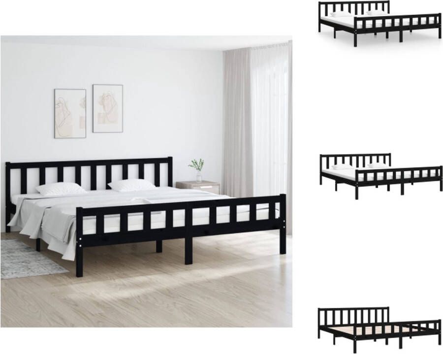 VidaXL Bedframe Bedframes Tweepersoonsbed Bed Bedframe massief hout zwart 200x200 cm