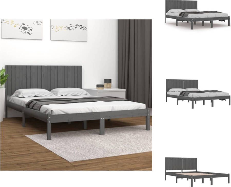 VidaXL Bedframe Grenenhout 205.5 x 205.5 x 31 cm Grijs Bed