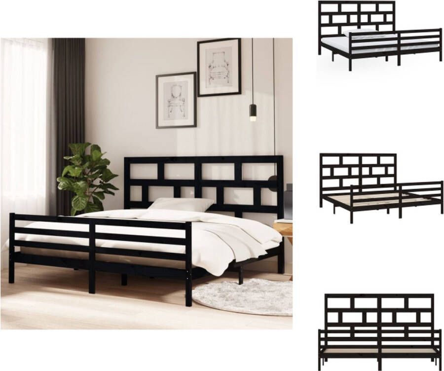 VidaXL Bedframe Grenenhout 205.5 x 206 x 100 cm Zwart Bed