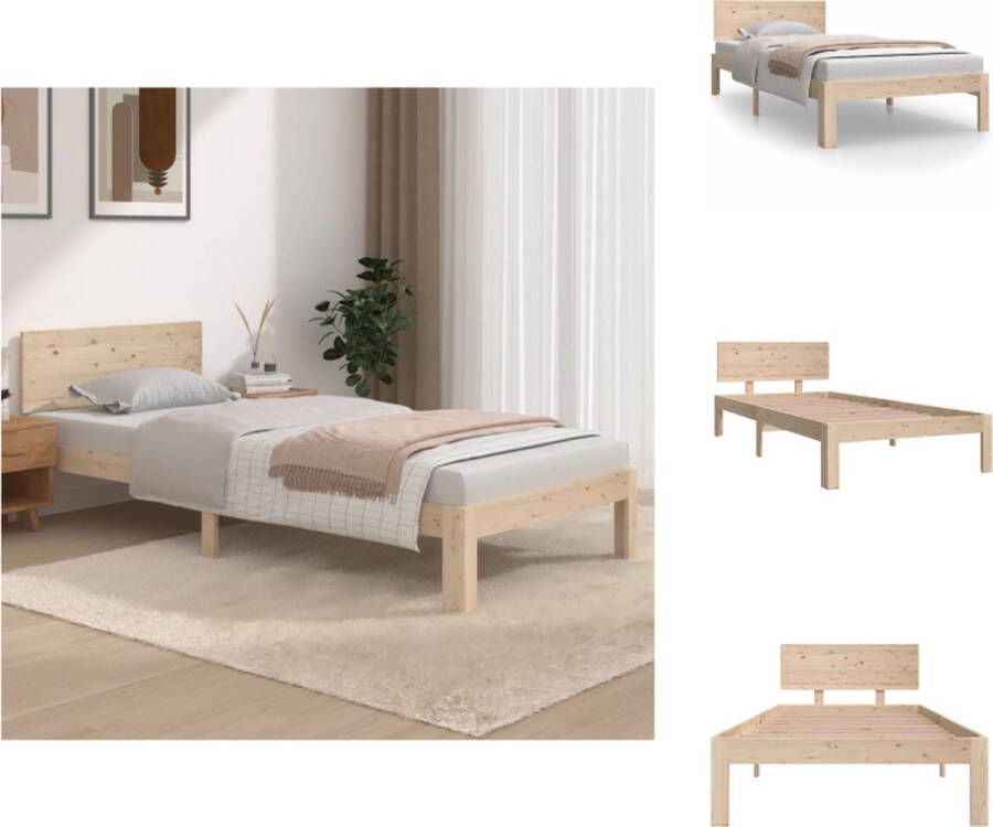 VidaXL Bedframe Grenenhout 205.5 x 96 x 100 cm Rustieke uitstraling Stevige lattenbodem 90 x 200 cm Bed - Foto 7