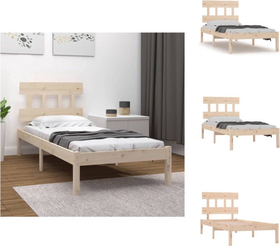 VidaXL Bedframe Grenenhout 205.5x105.5x31 cm Comfortabele ondersteuning Tijdloos ontwerp Bed - Foto 2