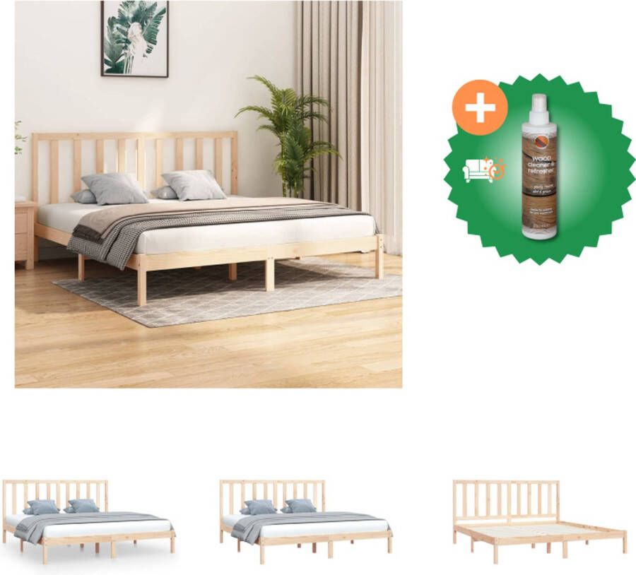 VidaXL Bedframe Grenenhout 205.5x205.5x100 cm 200x200 cm Onbehandeld Bed Inclusief Houtreiniger en verfrisser
