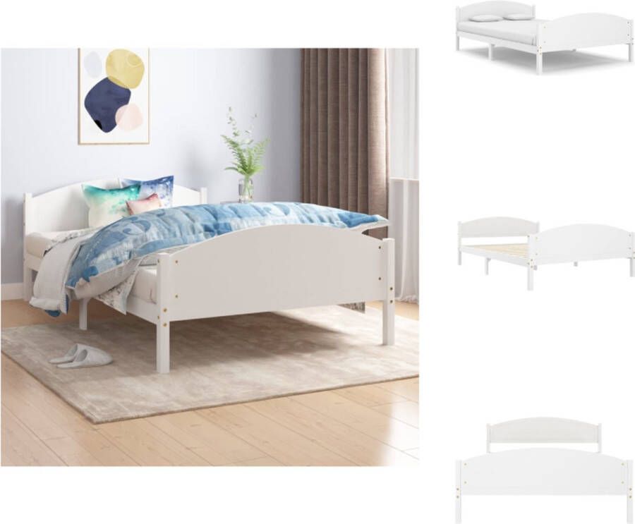 VidaXL Bedframe Bed Frame Bed Frames Bedframe massief grenenhout wit 140x200 cm - Foto 2