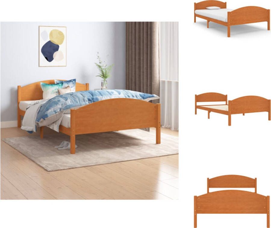 VidaXL Bedframe Bed Frame Bed Frames Bedframe massief grenenhout honingbruin 120x200 cm - Foto 5