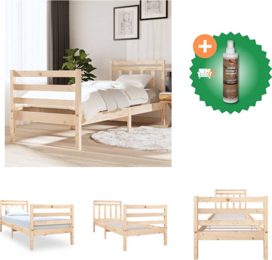 VidaXL Houten Bedframe Grenenhout Eenpersoons 195.5 x 81 x 104 cm Stabiel en Stijlvol Geschikt voor 75 x 190 cm Matras Montage vereist Inclusief Hoofdeind en Voeteneind Bed Inclusief Houtreiniger en verfrisser - Foto 2