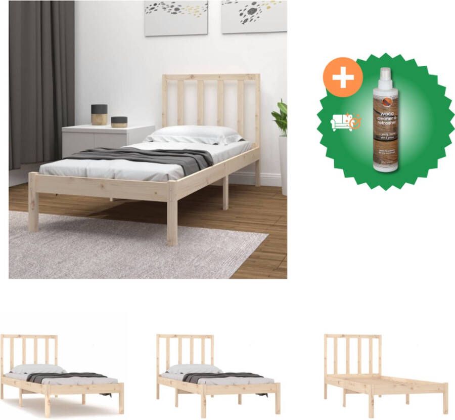 VidaXL Bedframe Grenenhout 90 x 190 cm Stabiel Hoofdeind inbegrepen Bed Inclusief Houtreiniger en verfrisser