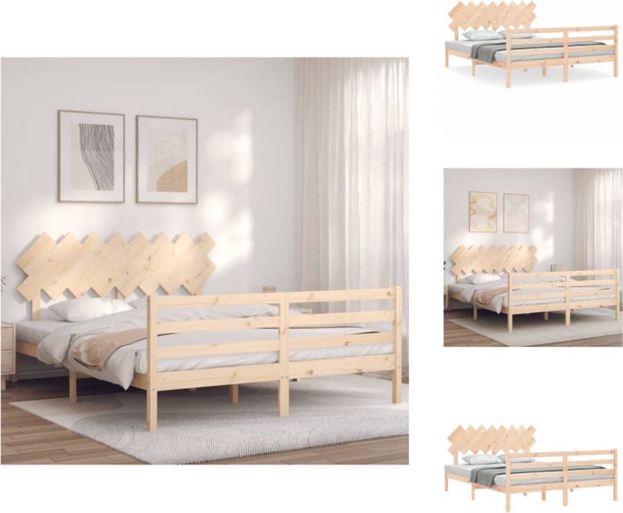 VidaXL Massief Grenenhouten Bedframe Multiplex Lattenbodem 205.5 x 165.5 x 100 cm Geschikt voor 160 x 200 cm Matras Montage vereist Bed - Foto 6