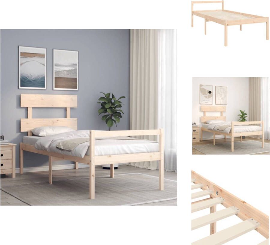 VidaXL Seniorenbed Seniorenbedden Senioren Bed Bedframe met hoofdbord massief hout 2FT6 Small Single - Foto 2