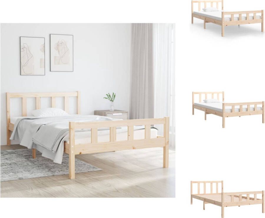 VidaXL Bedframe Grenenhout Bedden 205.5x95.5x69.5 cm Onbehandeld Bed