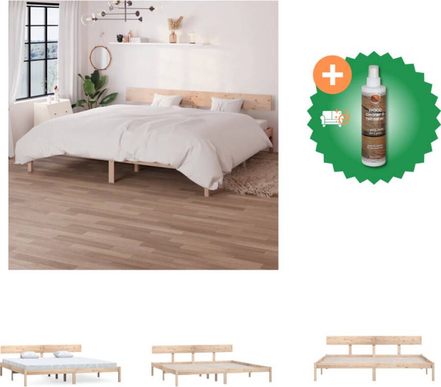 VidaXL Bedframe Grenenhout Bedden 206.5x185.5x70 cm Massief 180x200 cm matras Bed Inclusief Houtreiniger en verfrisser