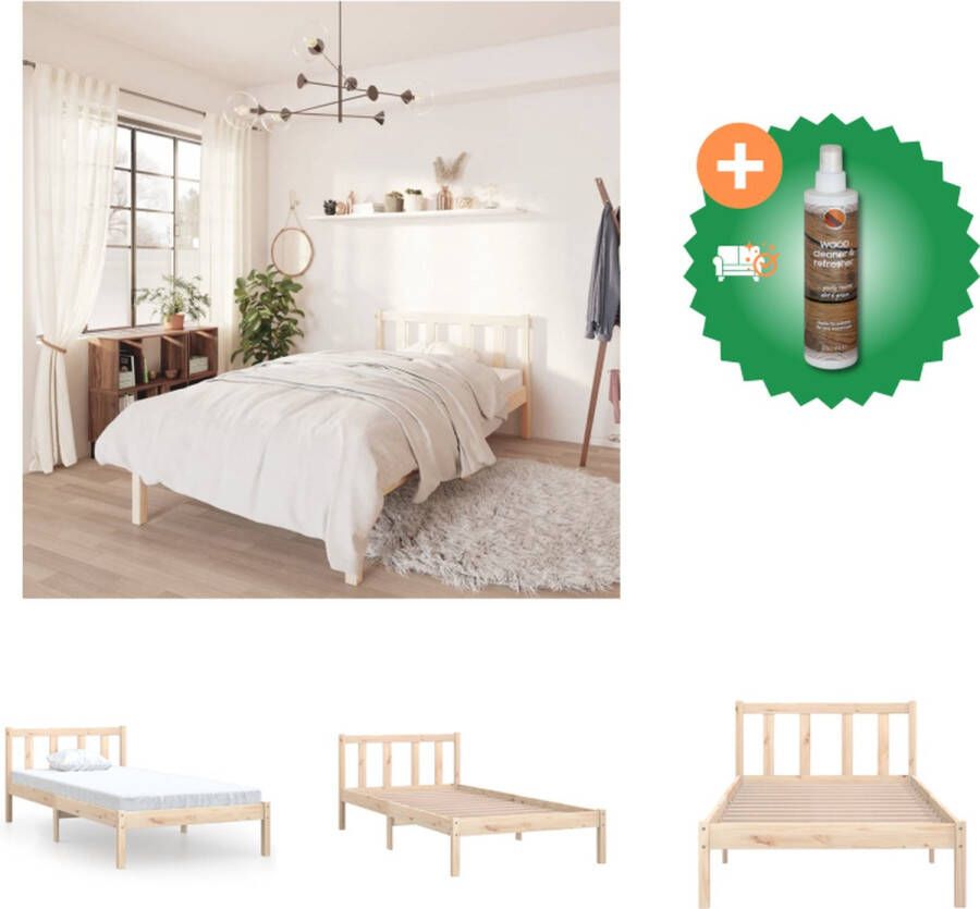 VidaXL Bedframe Grenenhout Bedframe 205.5 x 105.5 x 69.5 cm Geschikt voor 100x200 cm matras Massief grenenhout Bed Inclusief Houtreiniger en verfrisser