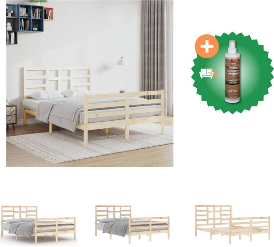 vidaXL Bedframe Grenenhout Bedframe 205.5 x 146 x 104 cm Massief grenenhout Montage vereist Bed Inclusief Houtreiniger en verfrisser