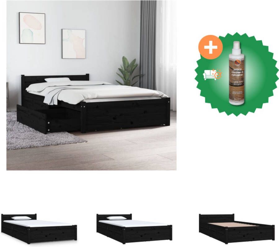 VidaXL Bedframe Grenenhout Bedframe 205.5 x 95.5 x 51 cm Ken- Opbergfunctie Bed Inclusief Houtreiniger en verfrisser