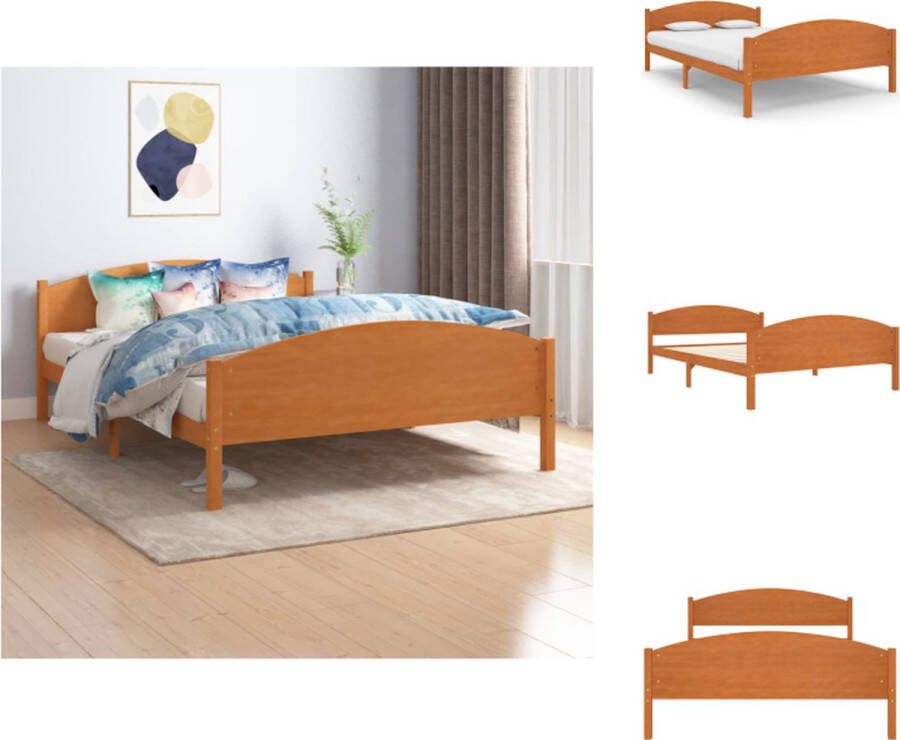 VidaXL Bedframe Bed Frame Bed Frames Bedframe massief grenenhout honingbruin 140x200 cm - Foto 4
