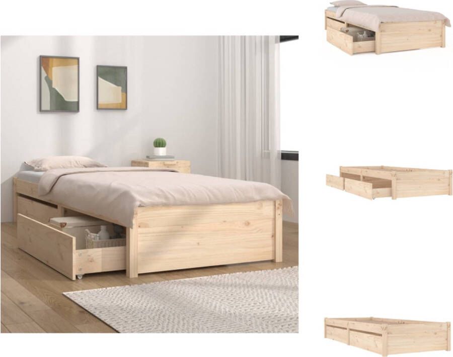 VidaXL Bedframe Bedframes Eenpersoonsbed Bed Bedframe met lades 100x200 cm - Foto 2